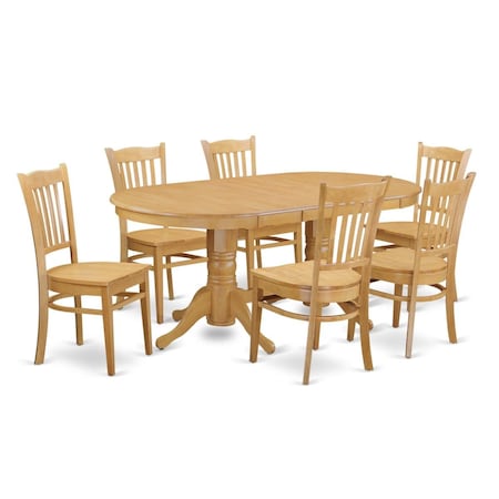 East West Furniture Dining Kitchen Dinette Table & 6 Chairs, Oak VAGR7-OAK-W